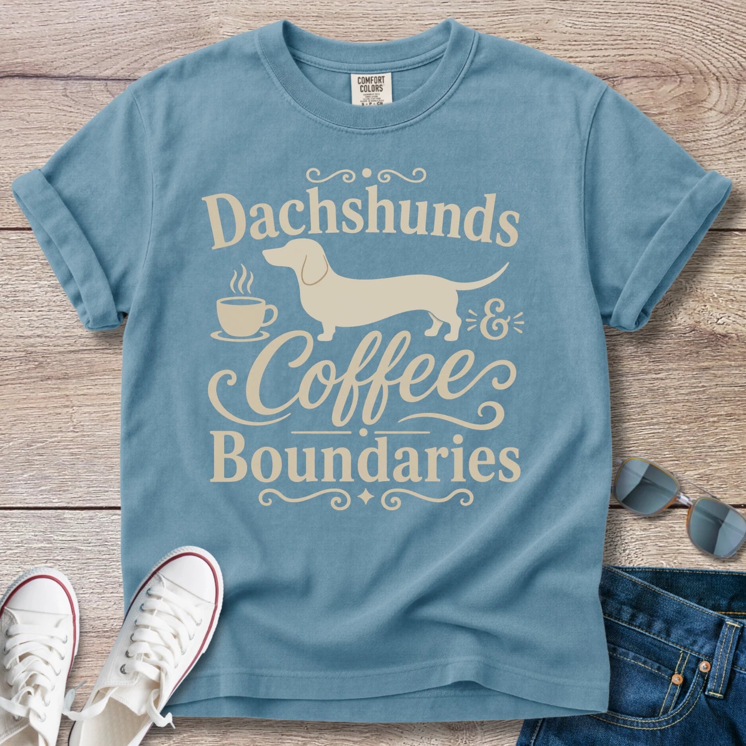 Dachshunds, Coffee and Boundaries Doxie T-Shirt