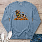 Dapple Dachshund Green Scarf Fall Long Sleeve T-Shirt