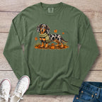 Dapple Dachshund Green Scarf Fall Long Sleeve T-Shirt