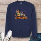 Dapple Dachshund Green Scarf Fall Softstyle Crewneck Sweatshirt
