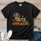 Dapple Dachshund Green Scarf Fall T-shirt