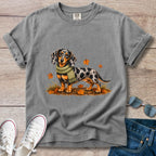 Dapple Dachshund Green Scarf Fall T-shirt