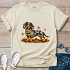 Dapple Dachshund Green Scarf Fall T-shirt