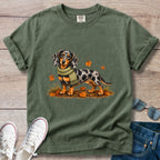 Dapple Dachshund Green Scarf Fall T-shirt