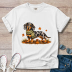Dapple Dachshund Green Scarf Fall T-shirt