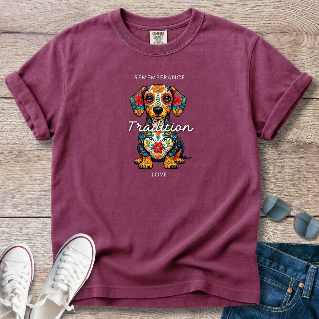 Day of the Dead Dachshund T-Shirt – Remembrance & Love