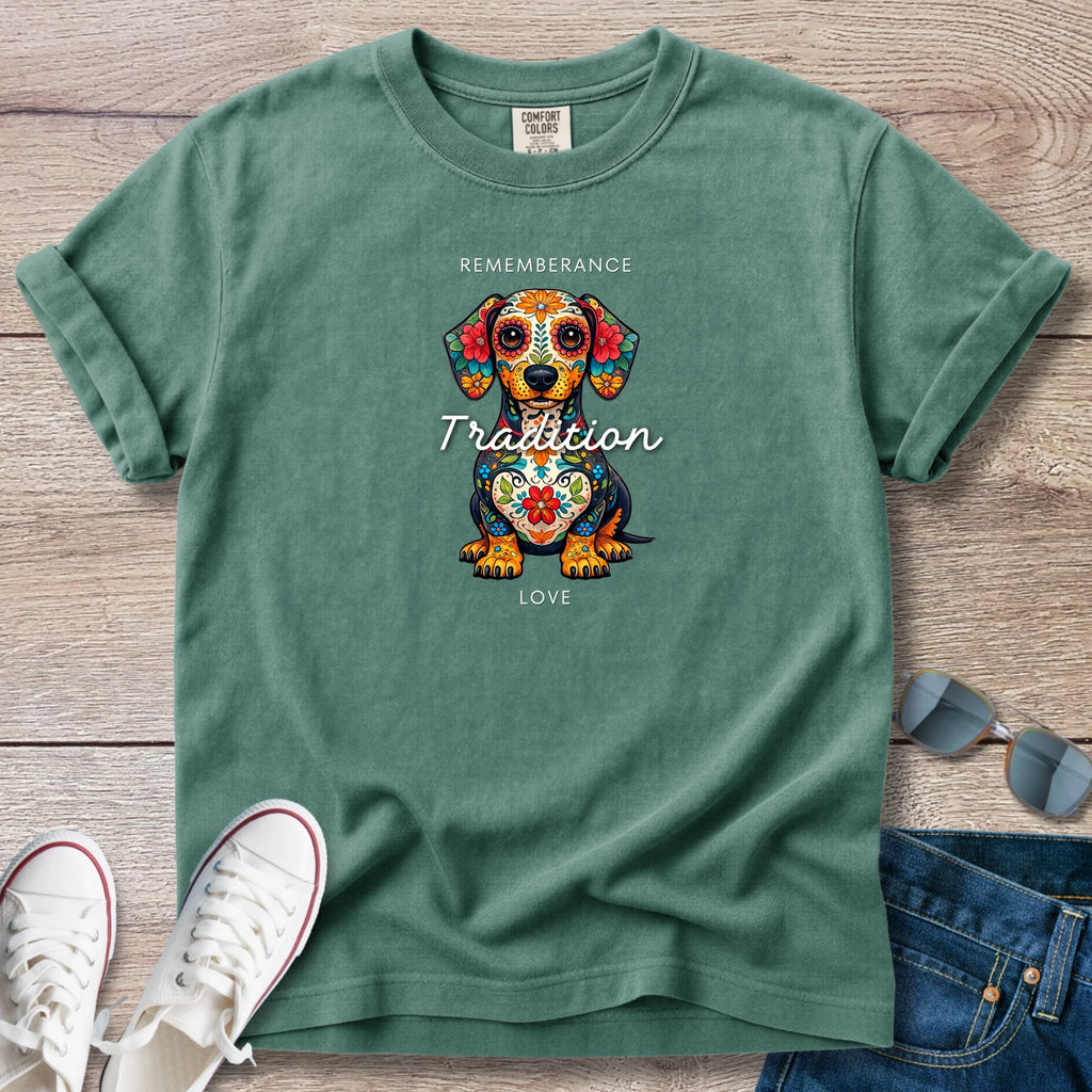Day of the Dead Dachshund T-Shirt – Remembrance & Love
