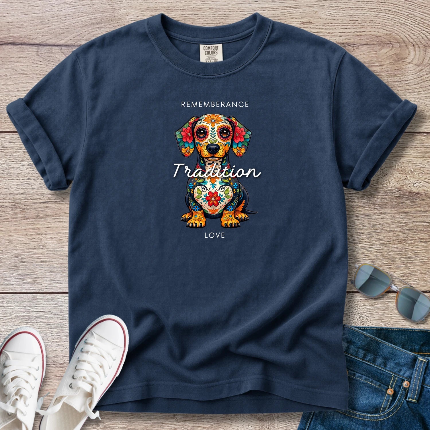 Day of the Dead Dachshund T-Shirt – Remembrance & Love