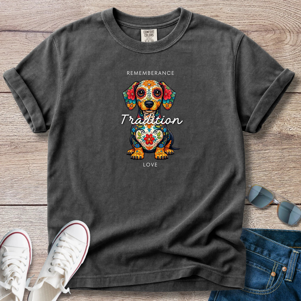 Day of the Dead Dachshund T-Shirt – Remembrance & Love