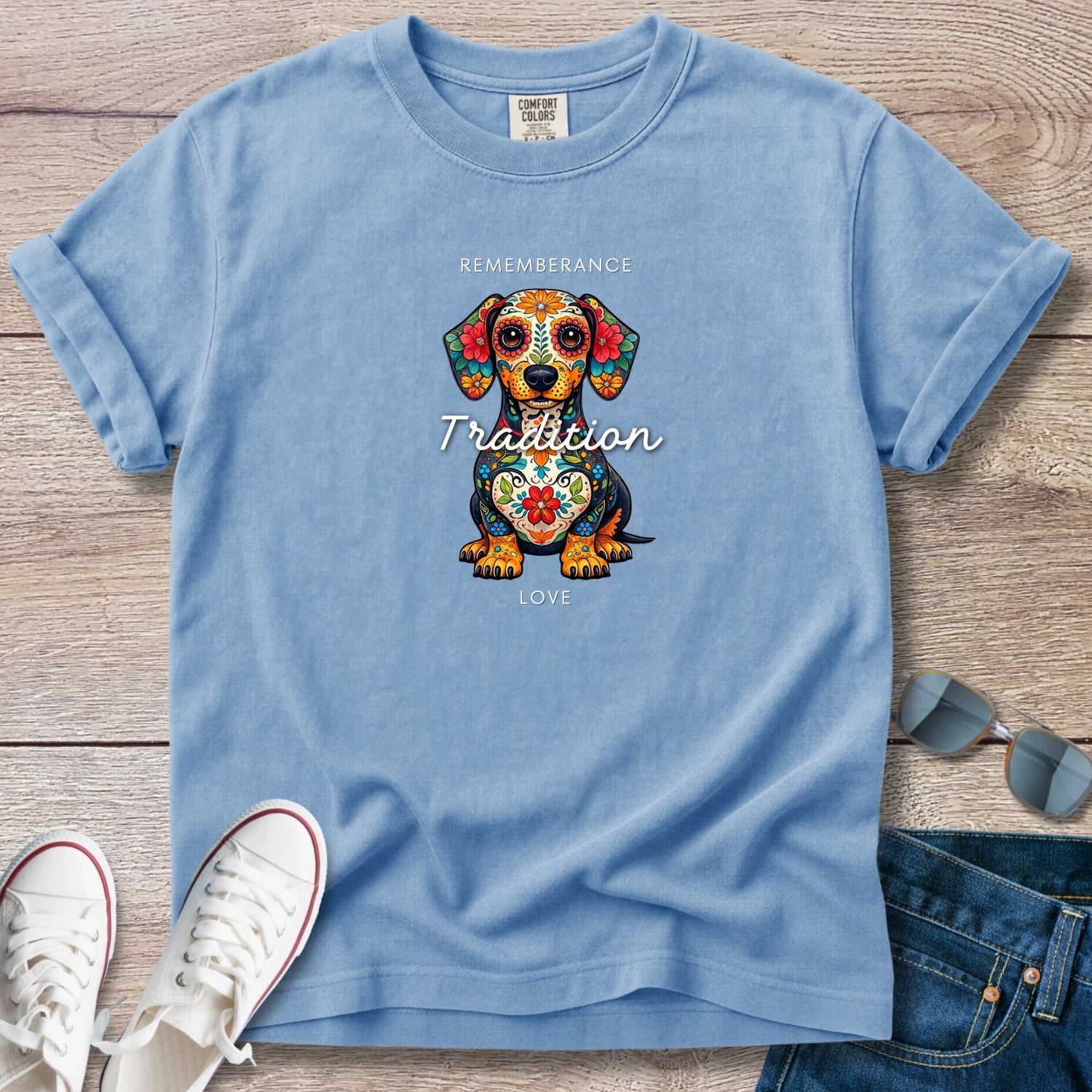 Day of the Dead Dachshund T-Shirt – Remembrance & Love