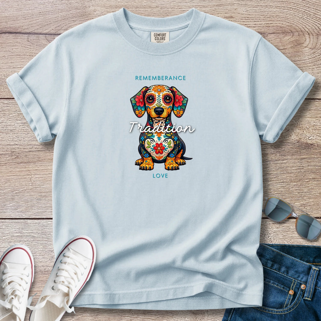 Day of the Dead Dachshund T-Shirt – Remembrance & Love