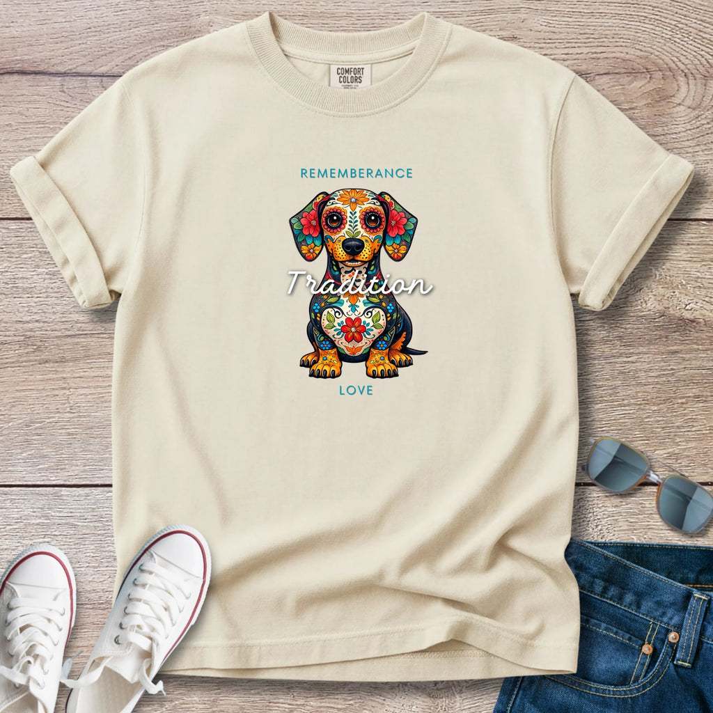 Day of the Dead Dachshund T-Shirt – Remembrance & Love
