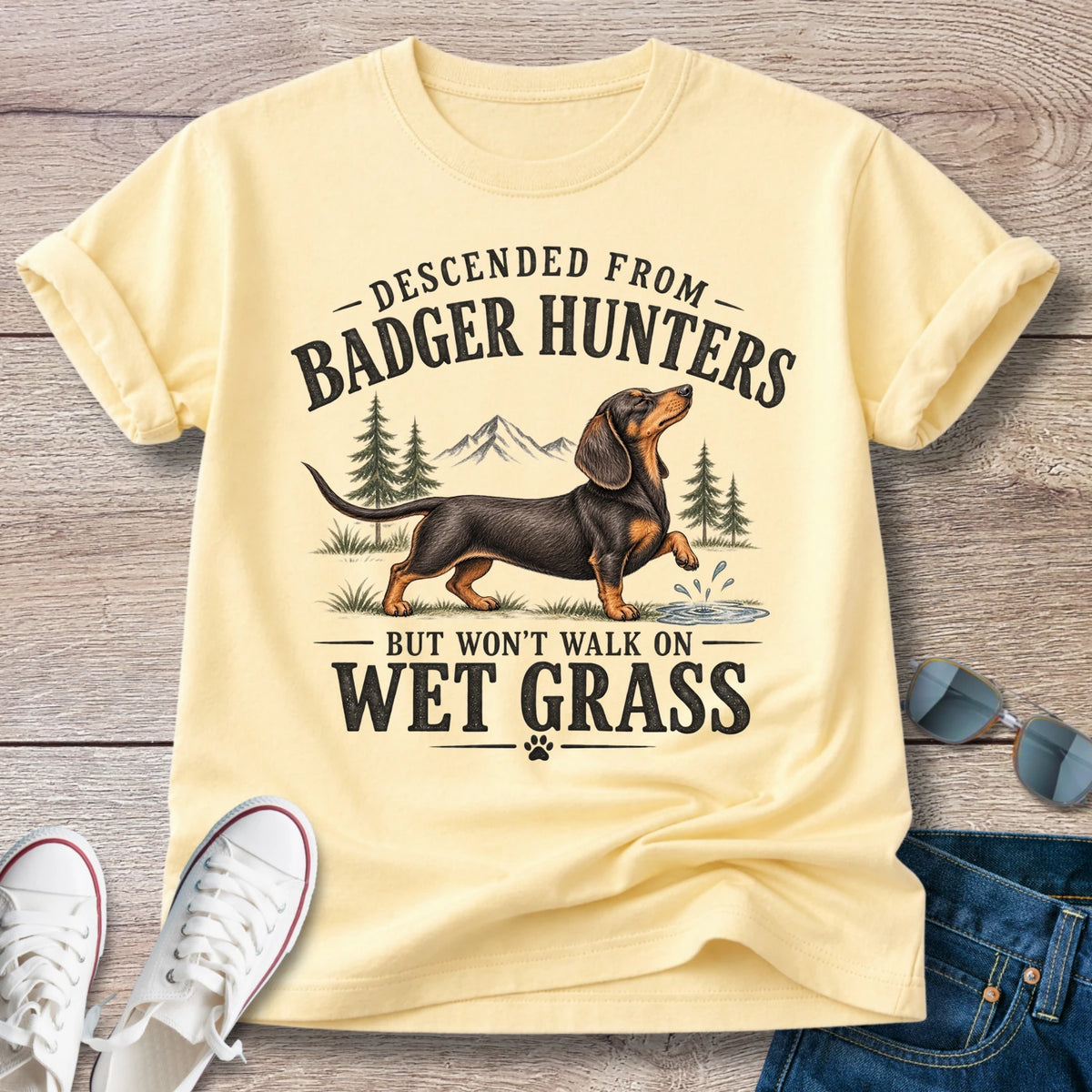 Descended From Badger Hunters Dachshund T-Shirt