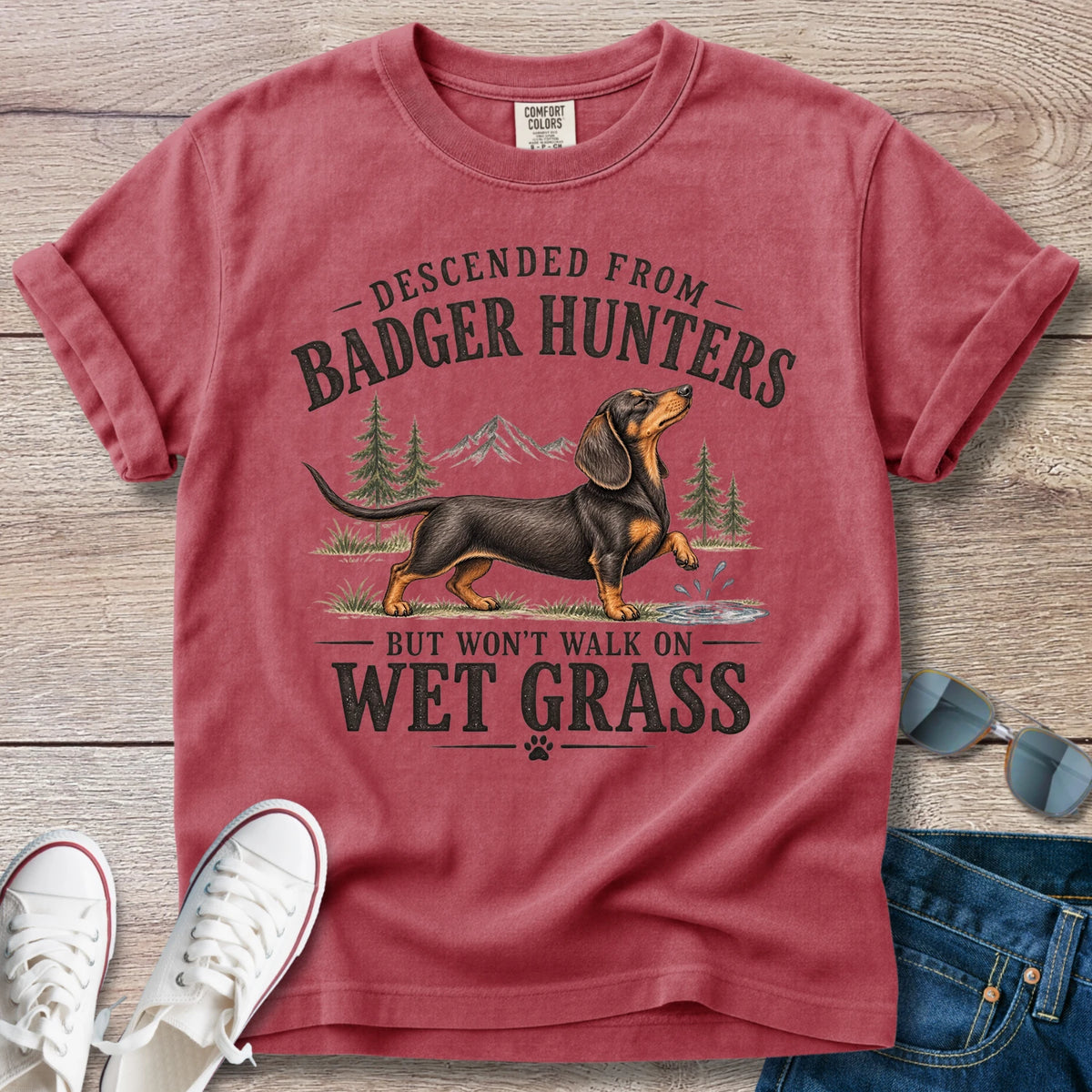 Descended From Badger Hunters Dachshund T-Shirt