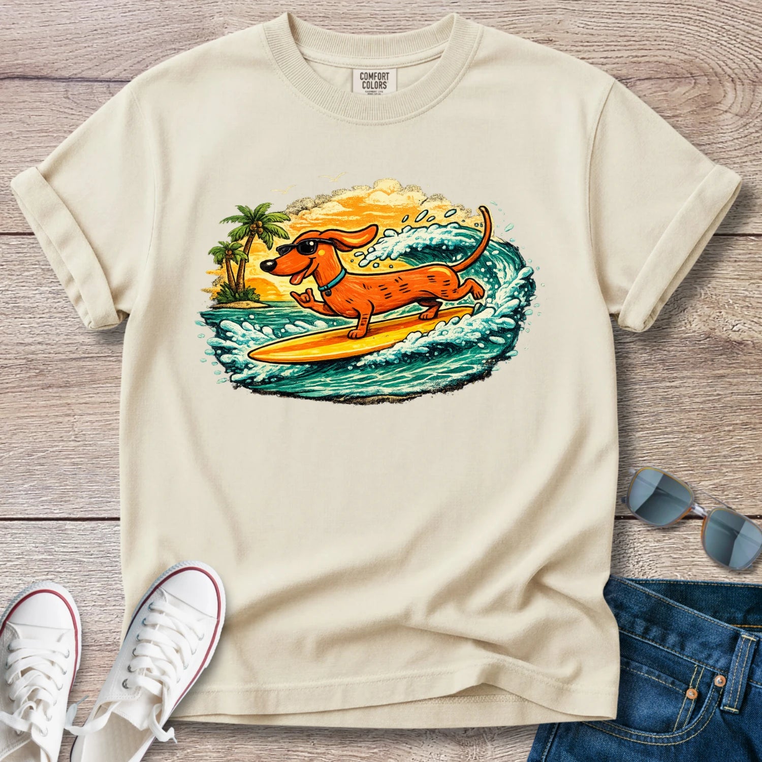Dex the Surfing Dachshund T-Shirt
