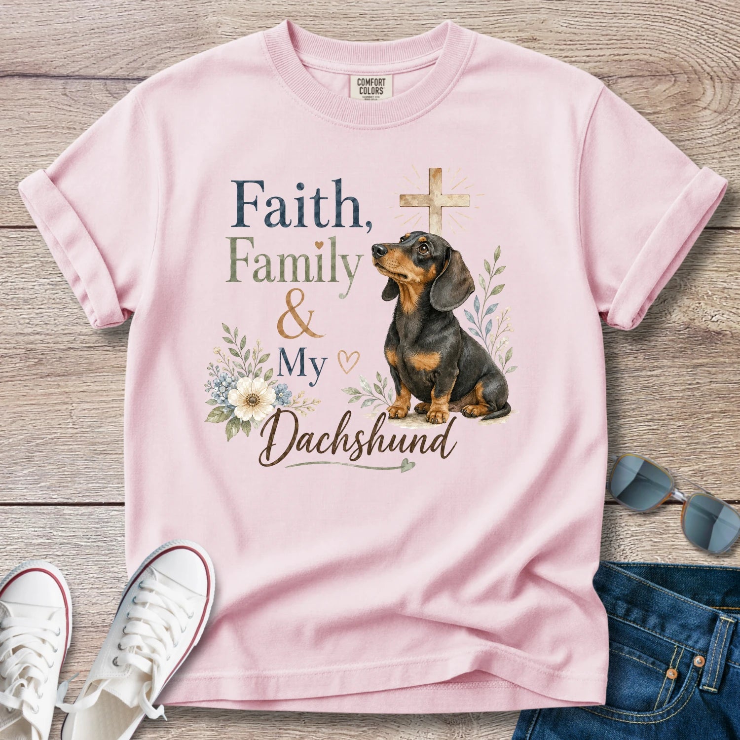 Faith, Family and Dachshund T-Shirt