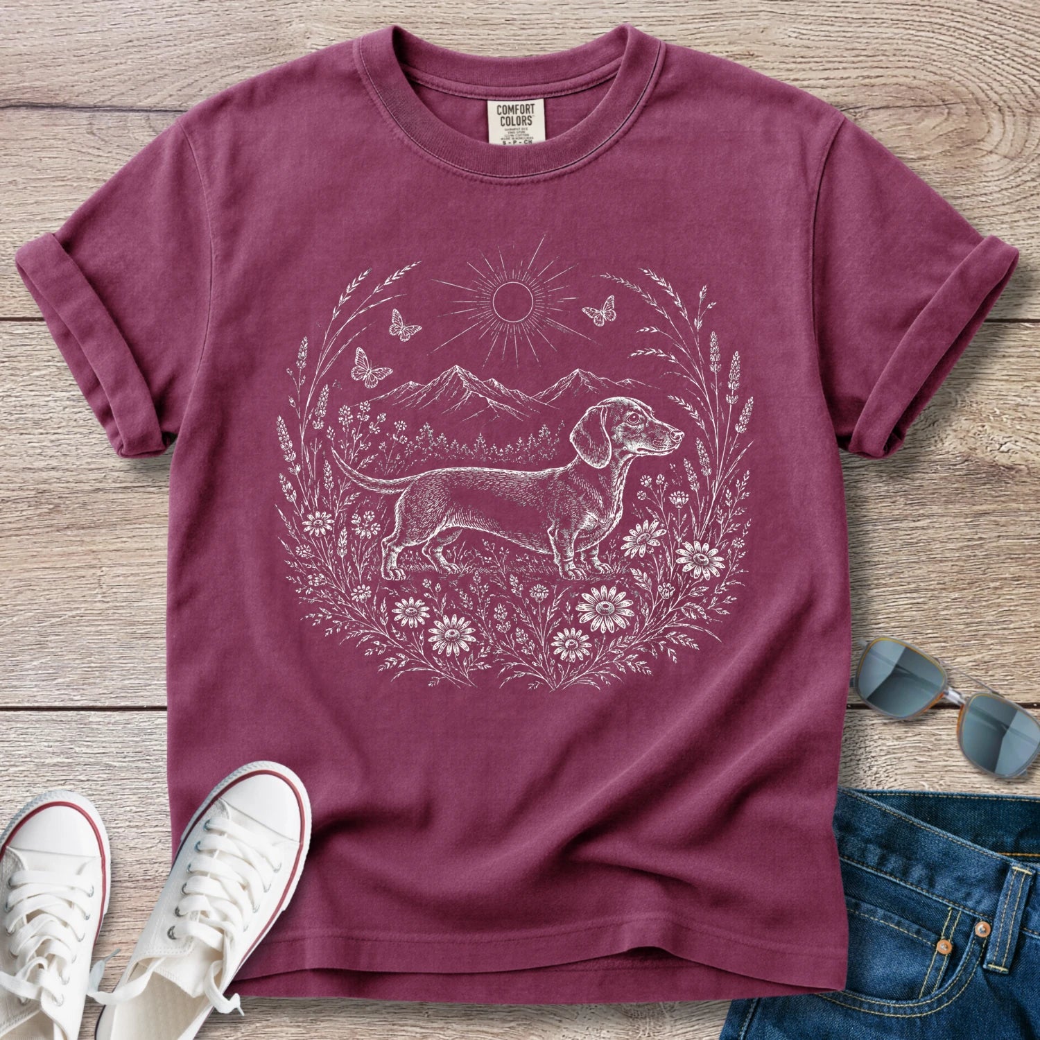 Field of Flowers - Dachshund T-Shirt