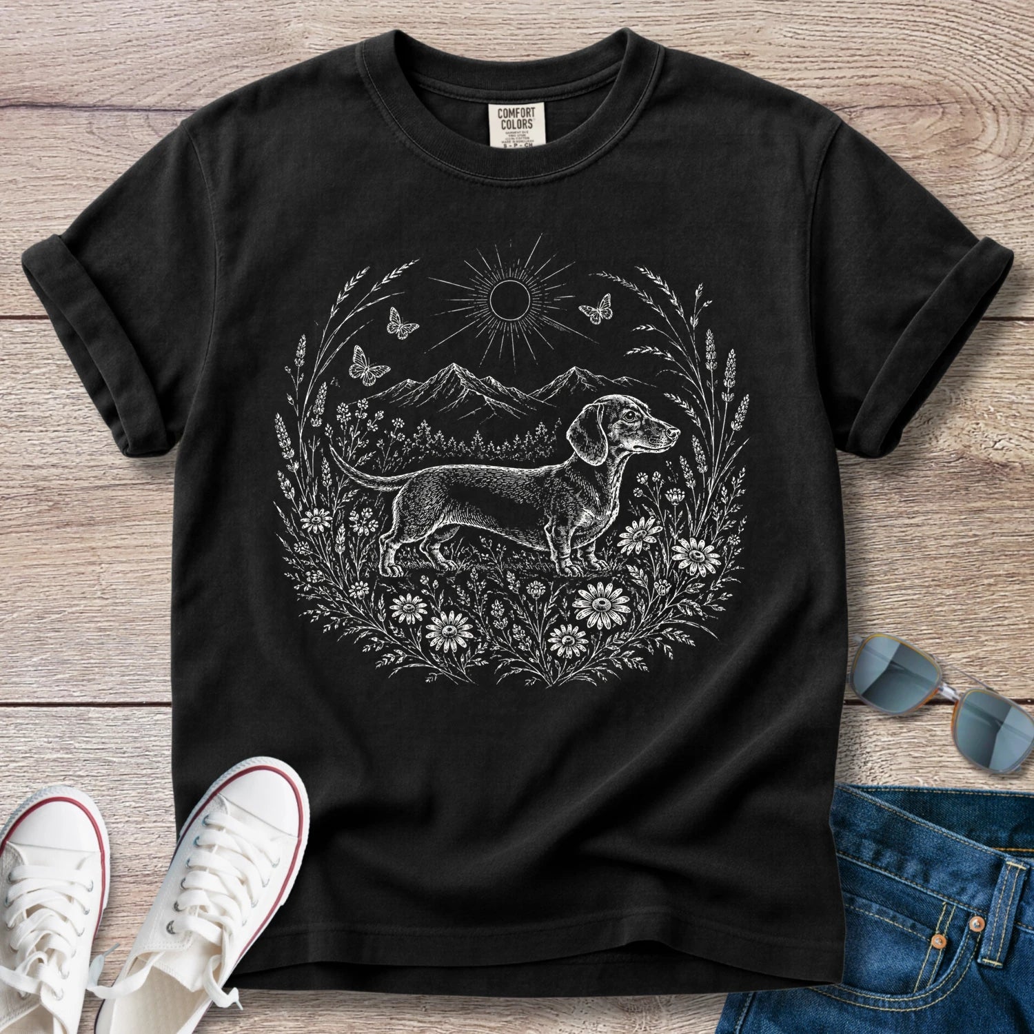 Field of Flowers - Dachshund T-Shirt