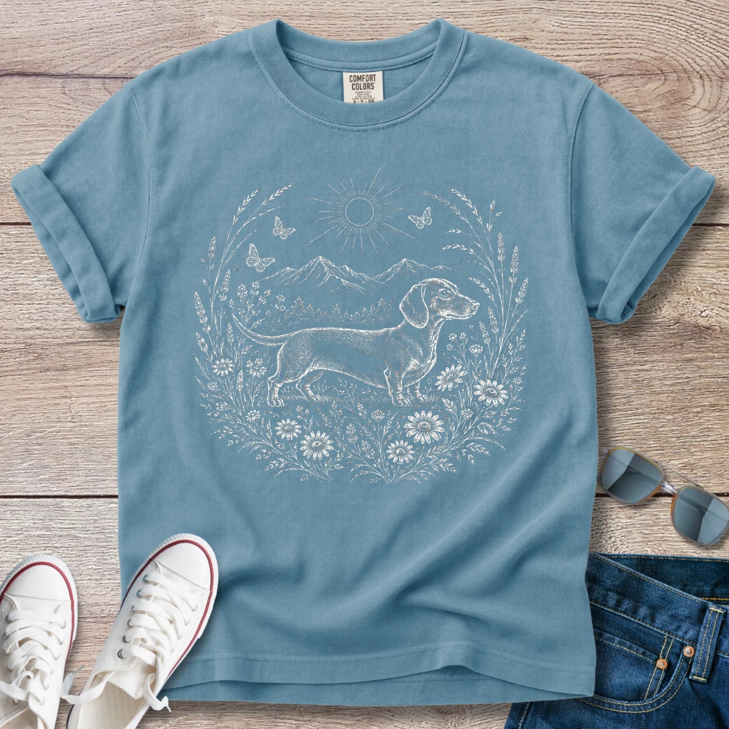 Field of Flowers - Dachshund T-Shirt
