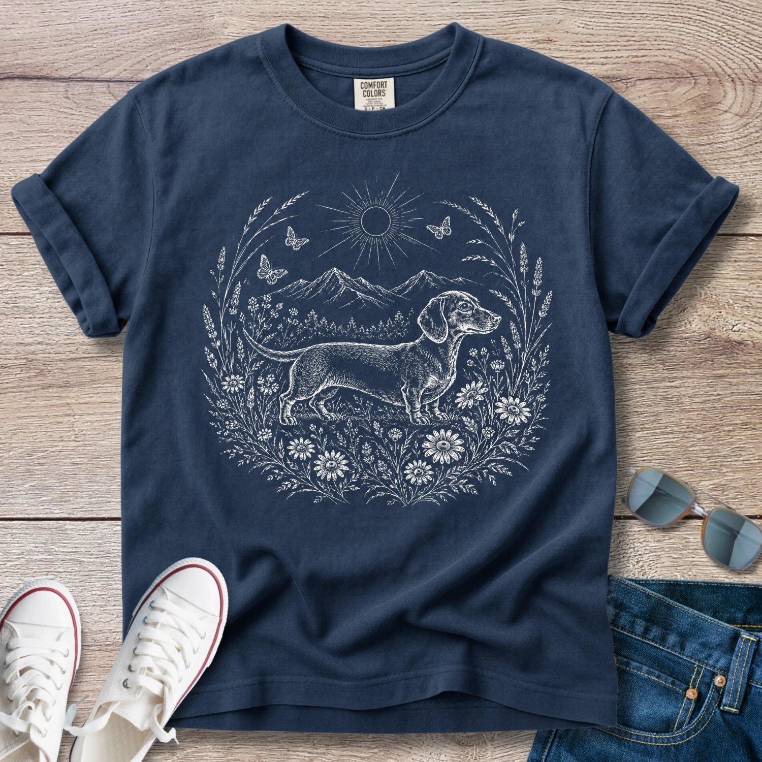 Field of Flowers - Dachshund T-Shirt