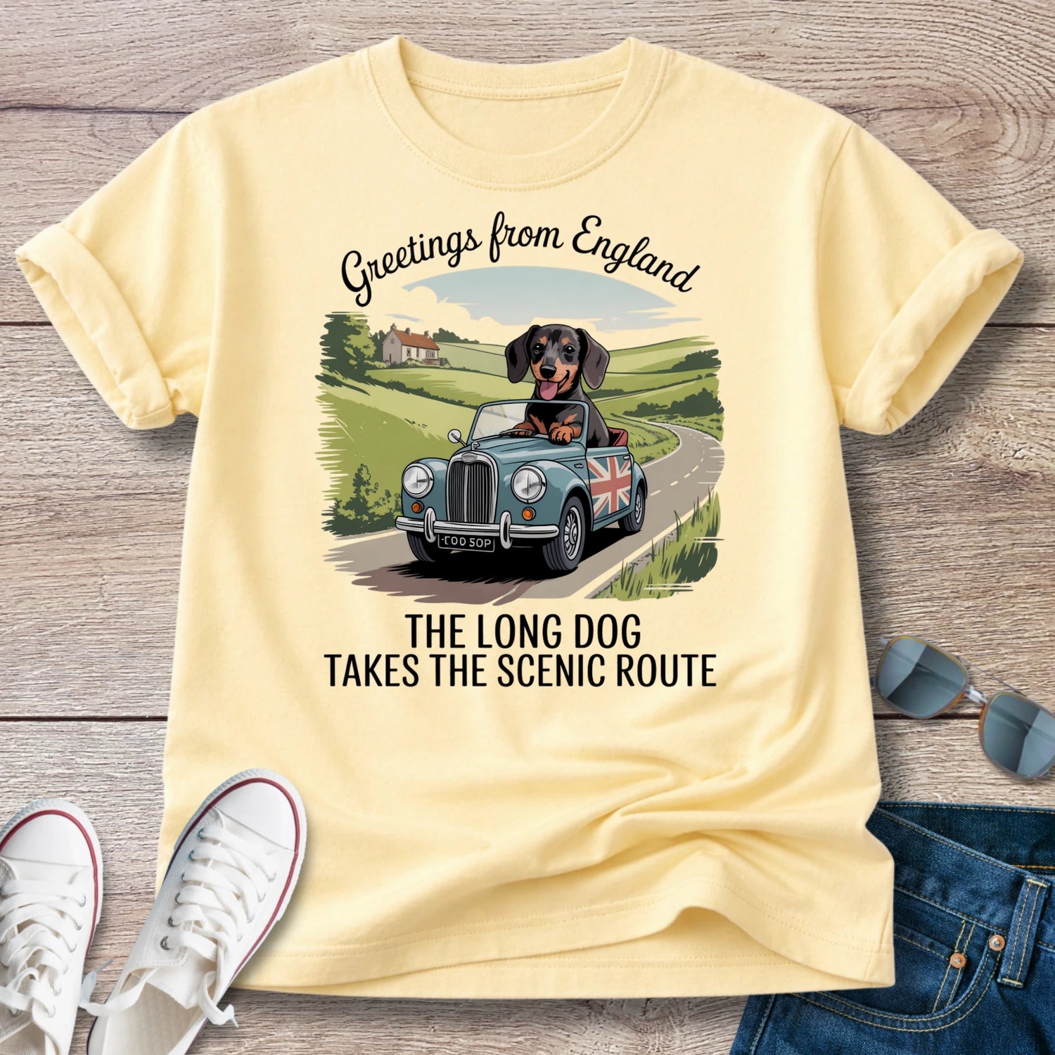 Dachshund Greetings from England T-Shirt