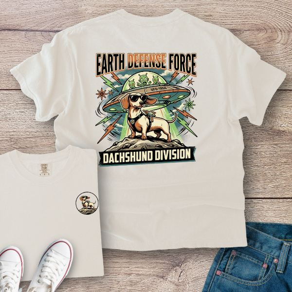 Dachshund Division T‑Shirt — "Earth Defense Force"