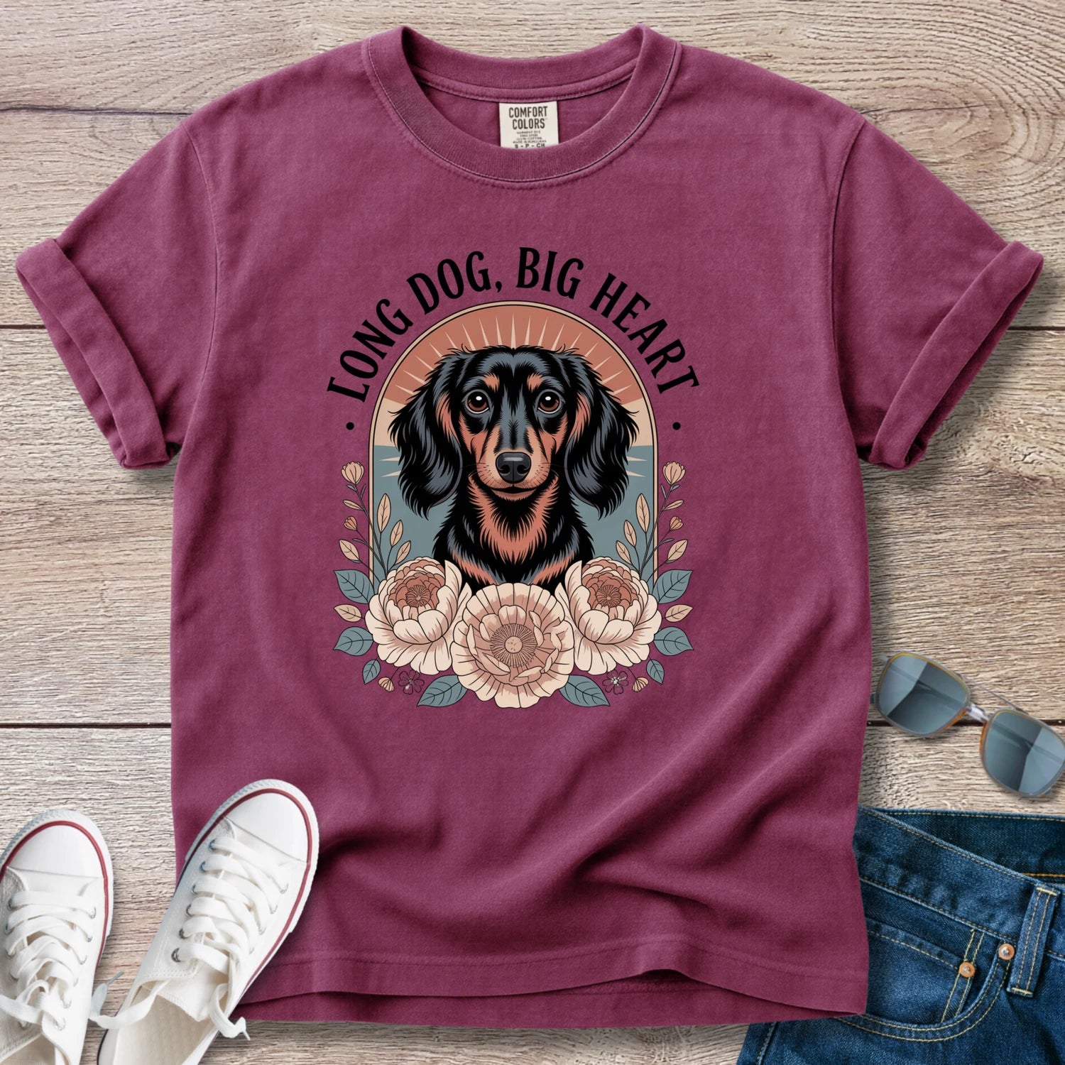 Boho Big Heart Dachshund T-Shirt