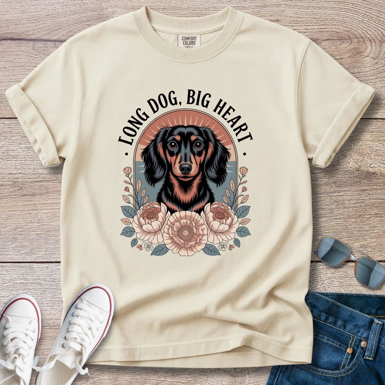 Boho Big Heart Dachshund T-Shirt
