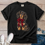 Longhaired Dachshund Holiday Bow T-Shirt