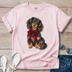 Longhaired Dachshund Holiday Bow T-Shirt