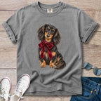 Longhaired Dachshund Holiday Bow T-Shirt