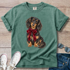 Longhaired Dachshund Holiday Bow T-Shirt