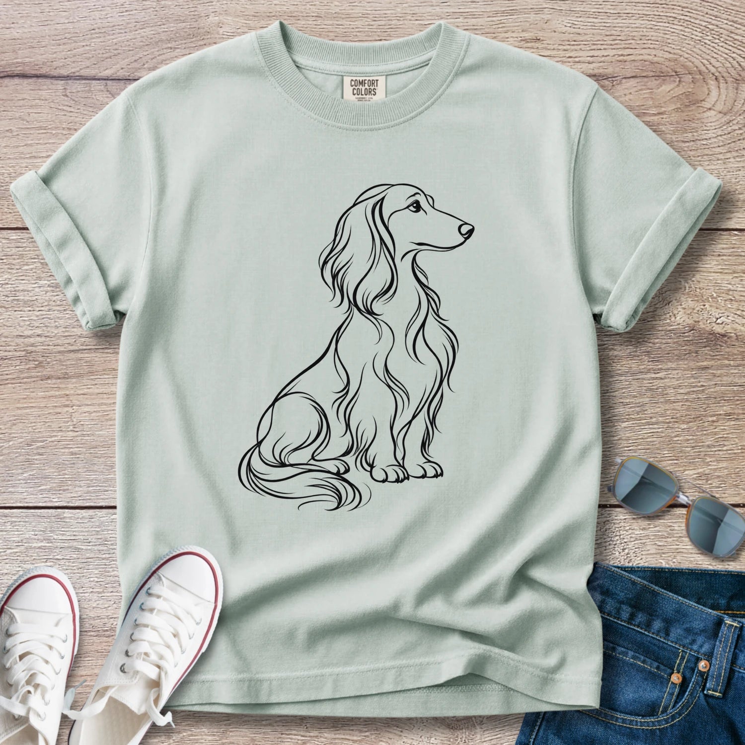Longhaired Dachshund Line Art Shirt – Minimalist Doxie T-Shirt