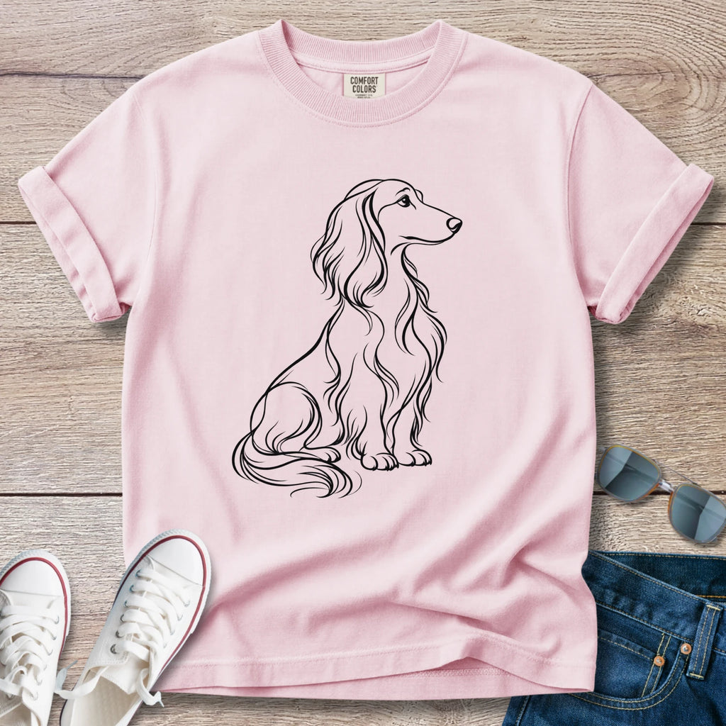Longhaired Dachshund Line Art Shirt – Minimalist Doxie T-Shirt