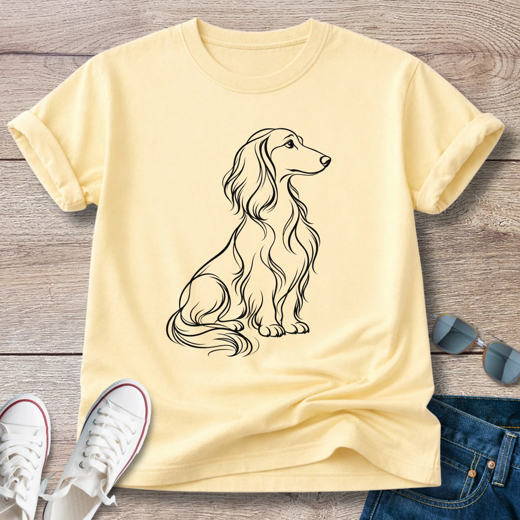 Longhaired Dachshund Line Art Shirt – Minimalist Doxie T-Shirt