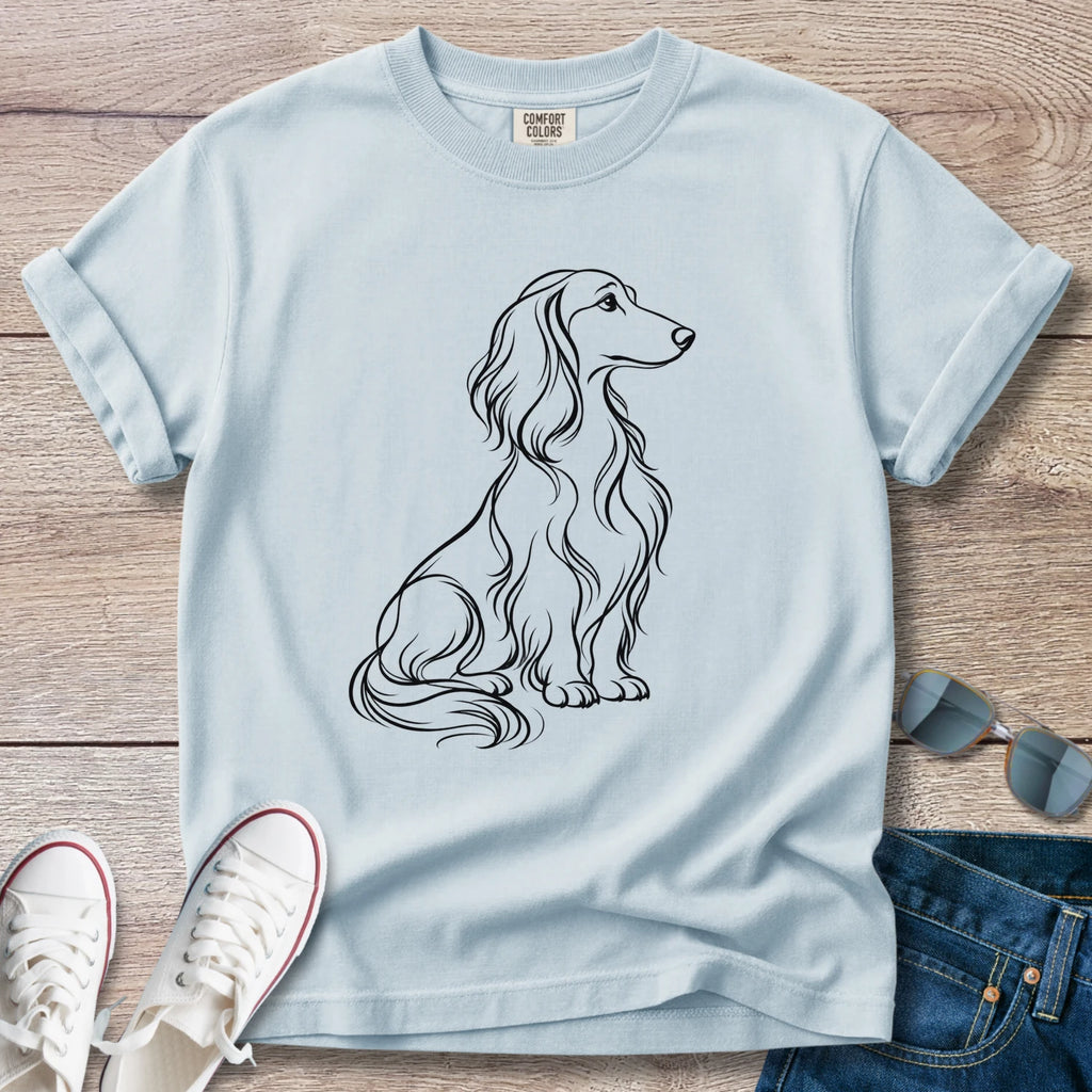 Longhaired Dachshund Line Art Shirt – Minimalist Doxie T-Shirt