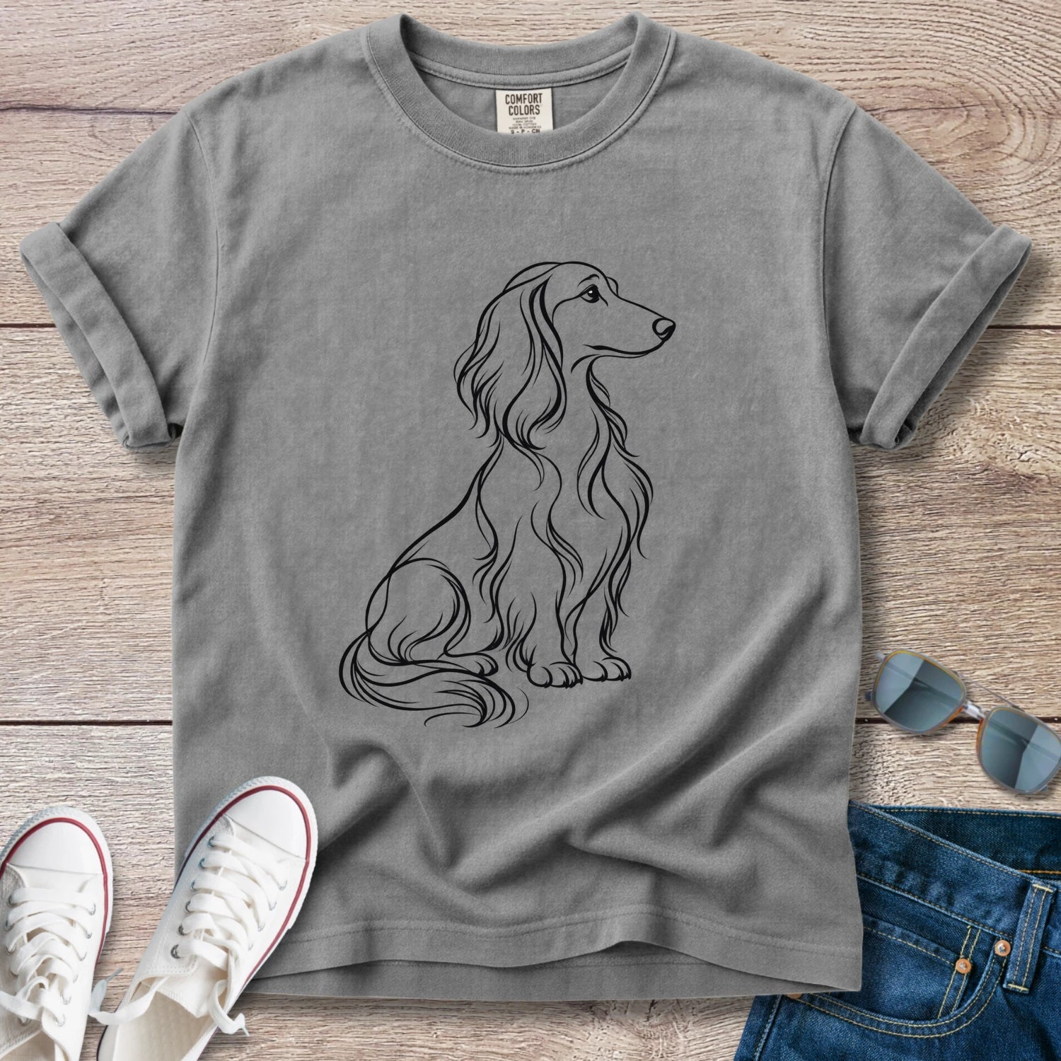 Longhaired Dachshund Line Art Shirt – Minimalist Doxie T-Shirt