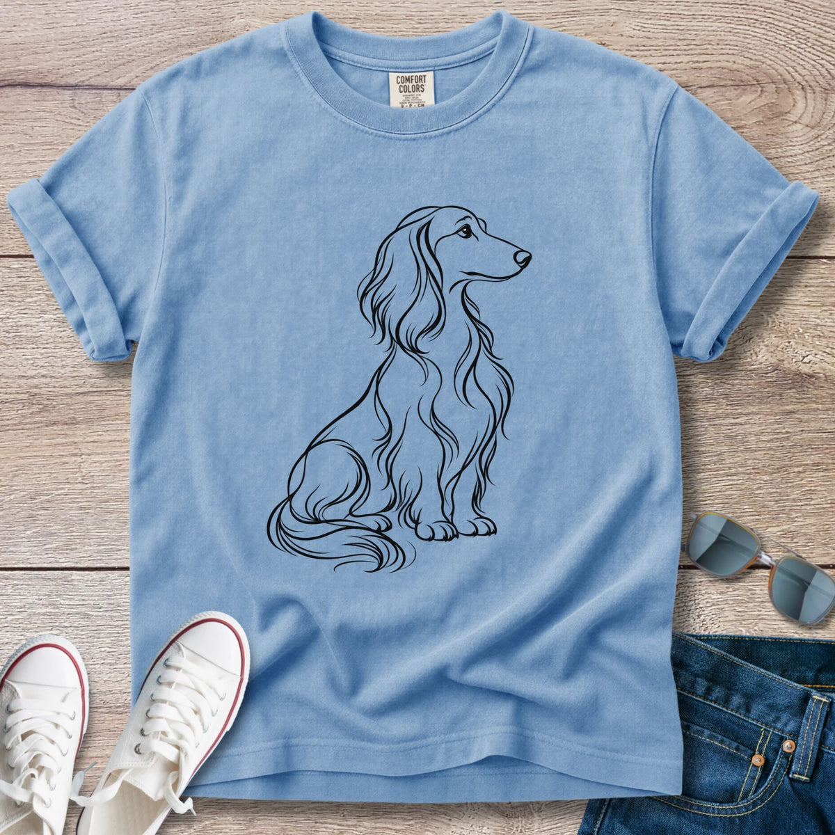 Longhaired Dachshund Line Art Shirt – Minimalist Doxie T-Shirt