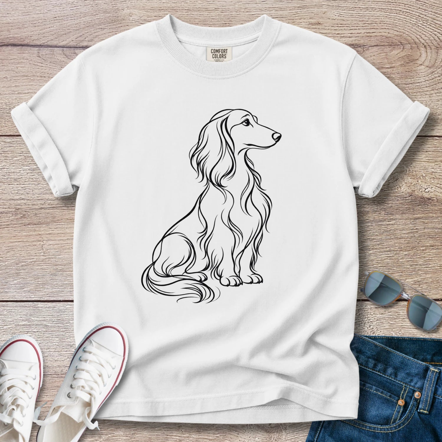 Longhaired Dachshund Line Art Shirt – Minimalist Doxie T-Shirt