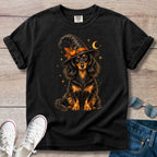 Longhaired Dachshund Witch Halloween T-Shirt