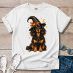 Longhaired Dachshund Witch Halloween T-Shirt