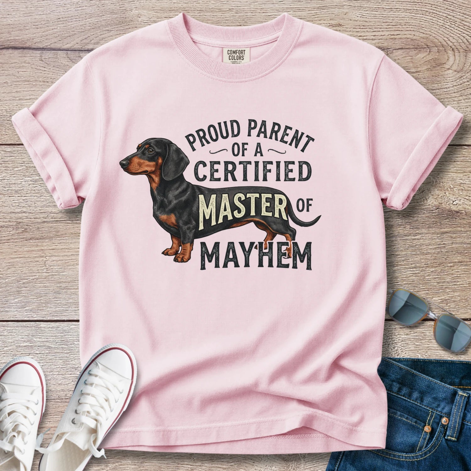 Dachshund Master of Mayhem T-Shirt