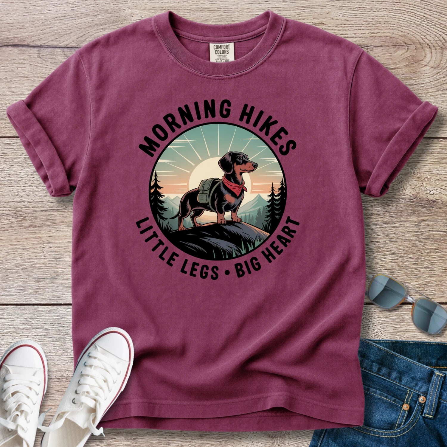 Morning Hikes Dachshund T-Shirt