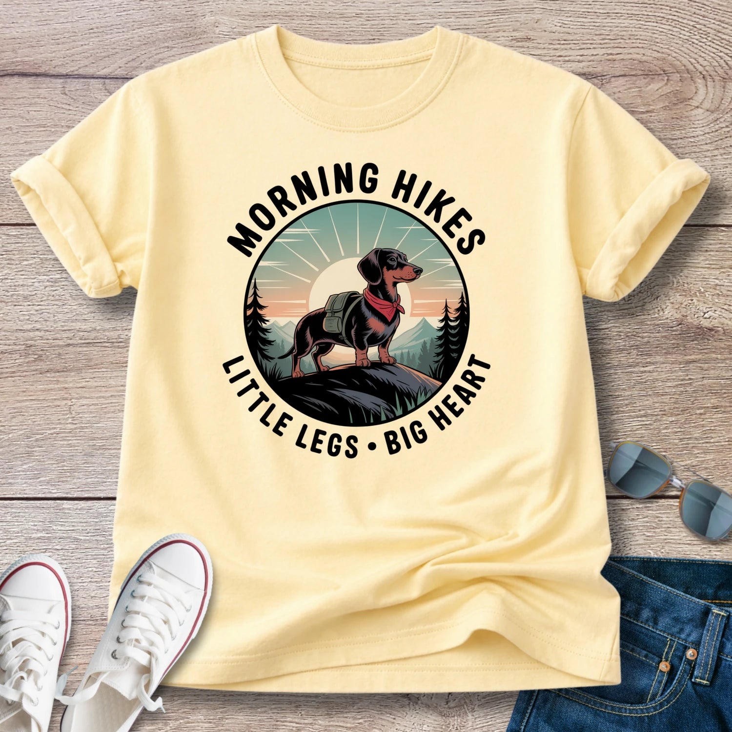 Morning Hikes Dachshund T-Shirt