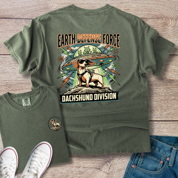 Dachshund Division T‑Shirt — "Earth Defense Force"