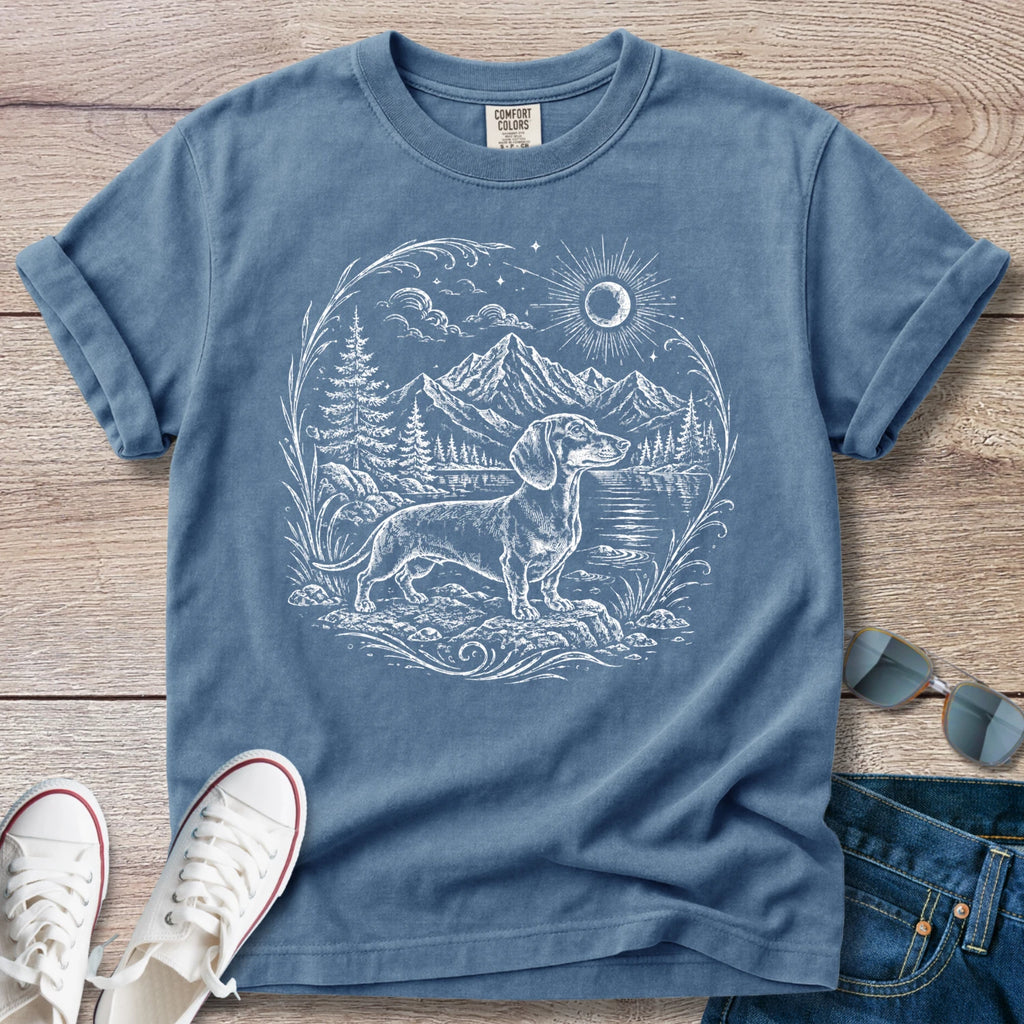 Mountain Lakeside Hikes -Dachshund T-Shirt