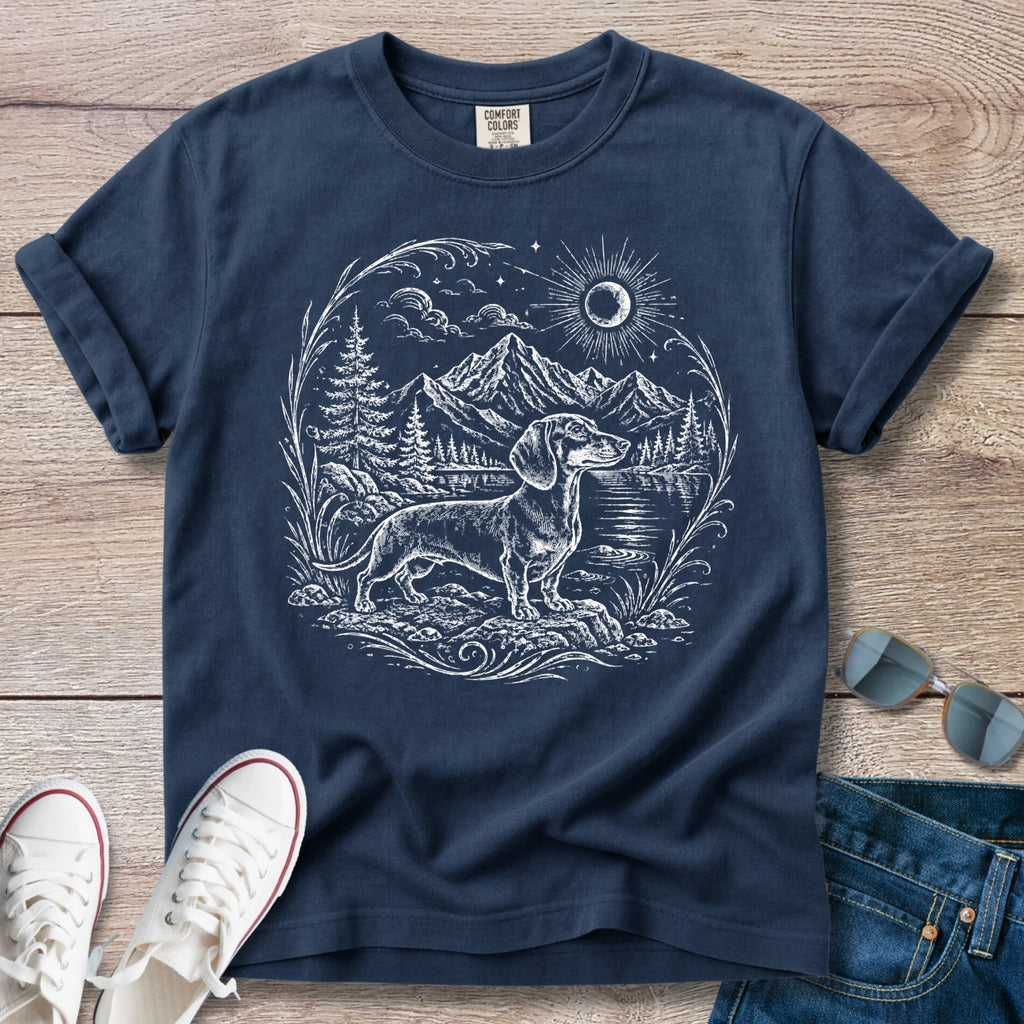 Mountain Lakeside Hikes -Dachshund T-Shirt