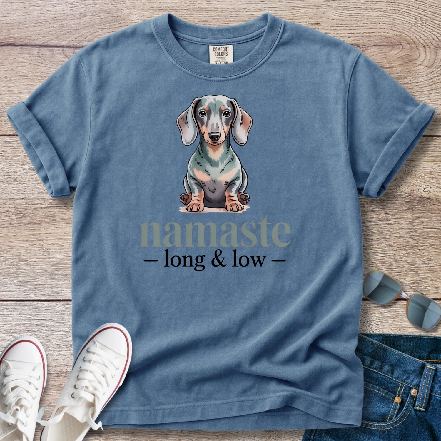 Namaste Long and Low Dachshund T-Shirt