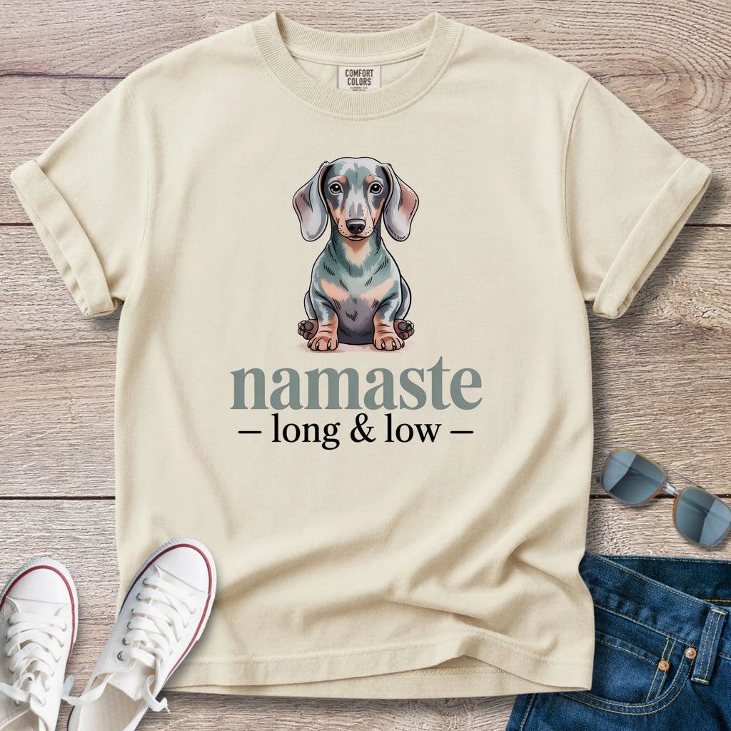 Namaste Long and Low Dachshund T-Shirt