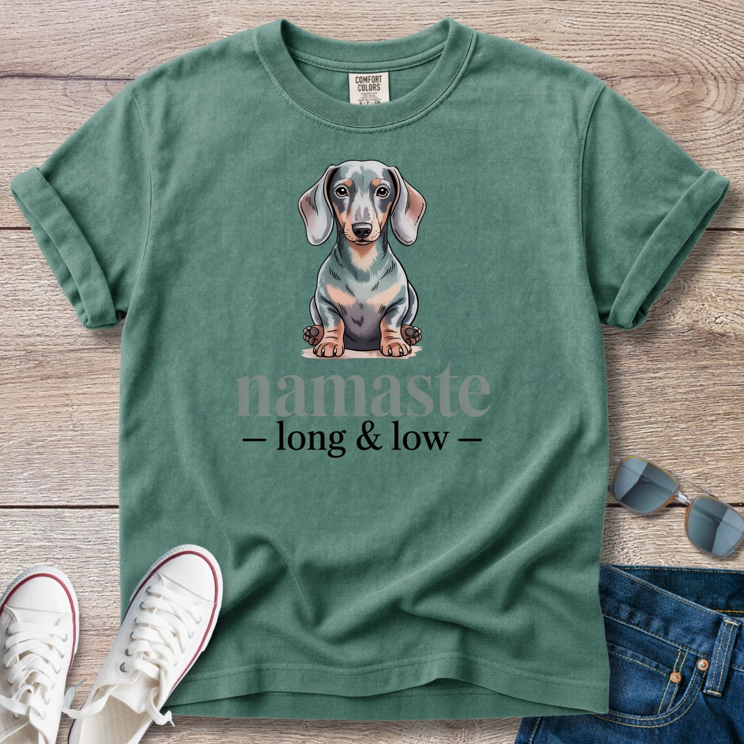 Namaste Long and Low Dachshund T-Shirt